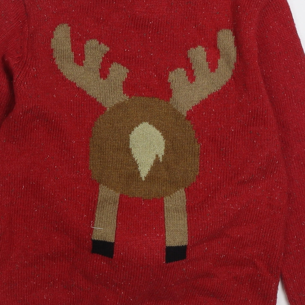 NEXT Boys Red Round Neck  Acrylic Pullover Jumper Size 7 Years  Pullover - Christmas Jumper