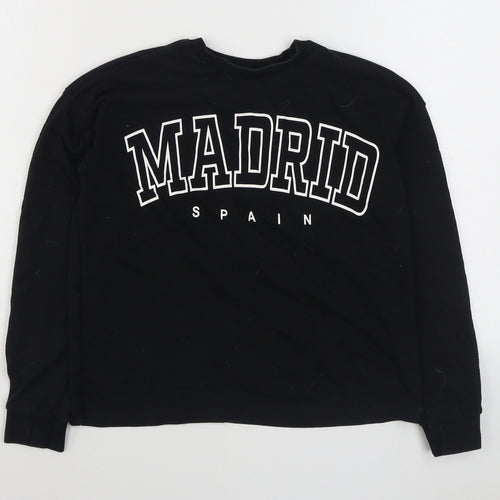 H&M Girls Black  Cotton Pullover Sweatshirt Size 11-12 Years  Pullover