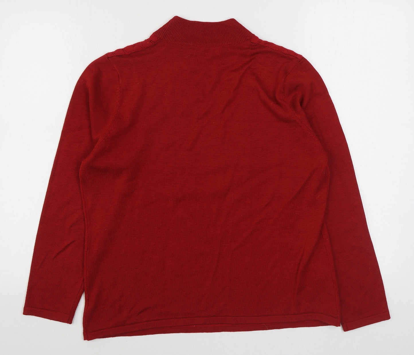 Bonmarché Womens Red Round Neck  Acrylic Pullover Jumper Size M