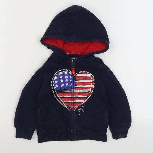 Gap Girls Blue  100% Cotton Full Zip Hoodie Size 3 Years  Zip