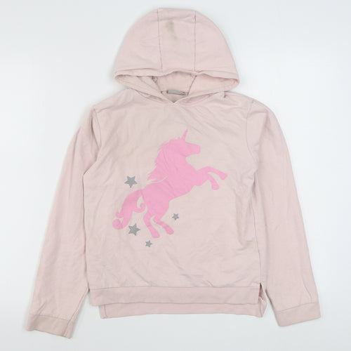 Matalan Girls Pink  Cotton Pullover Hoodie Size 13 Years  Pullover