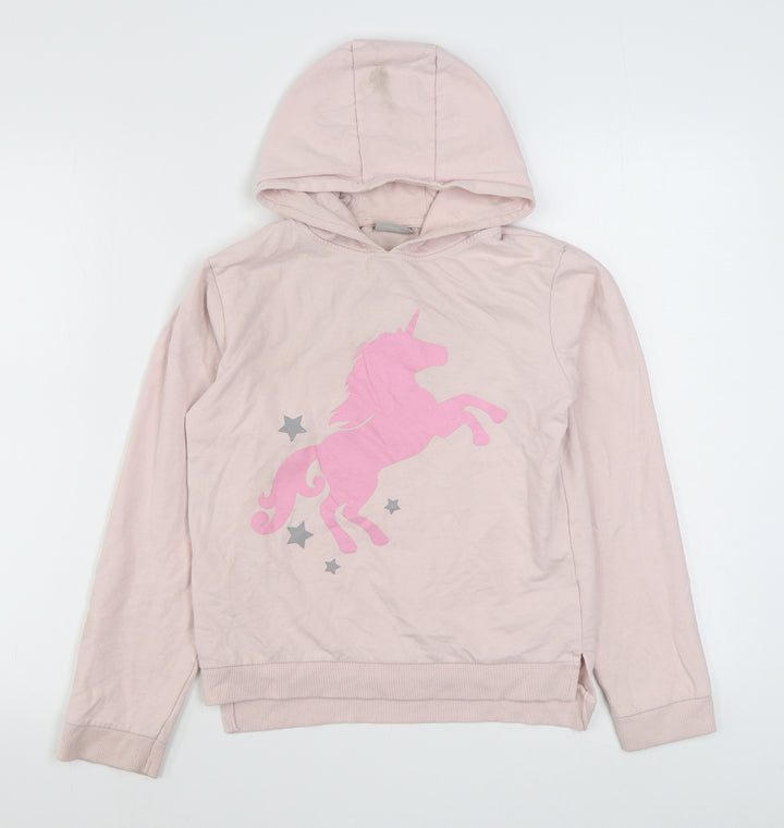 Matalan Girls Pink Cotton Pullover Hoodie Size 13 Years Pullover