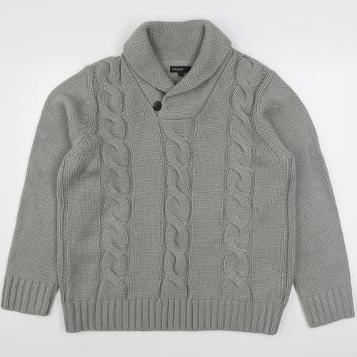 Marks and Spencer Mens Grey V-Neck  Acrylic Pullover Jumper Size L