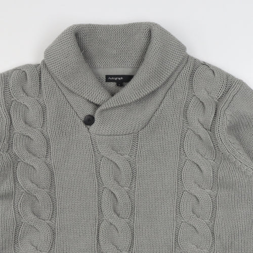 Marks and Spencer Mens Grey V-Neck  Acrylic Pullover Jumper Size L