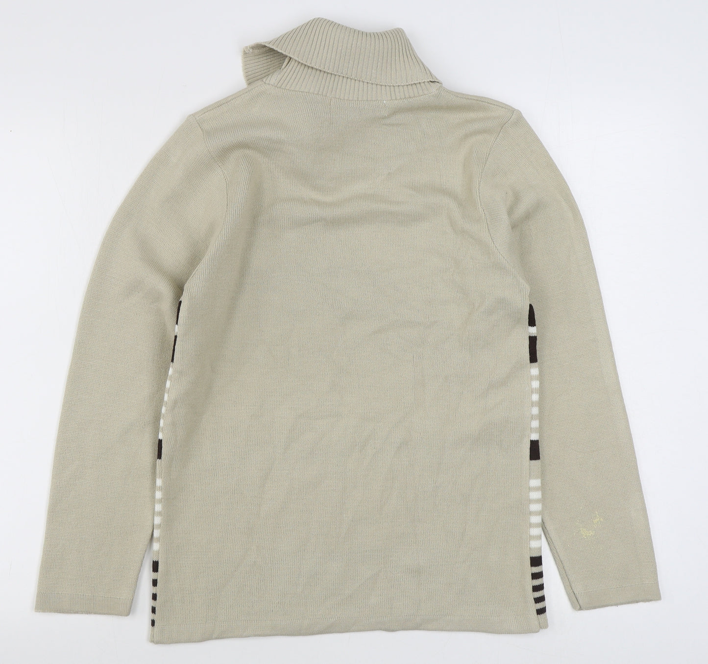 Pure & Natural Womens Beige Roll Neck Striped Acrylic Pullover Jumper Size S