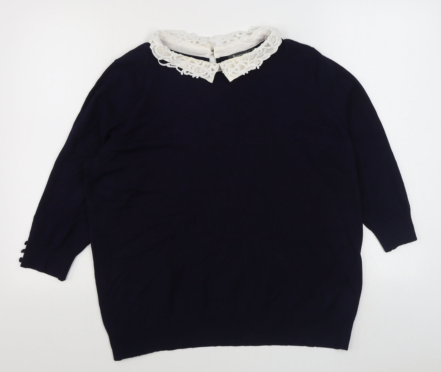 Bonmarché Womens Blue Collared  Viscose Pullover Jumper Size L