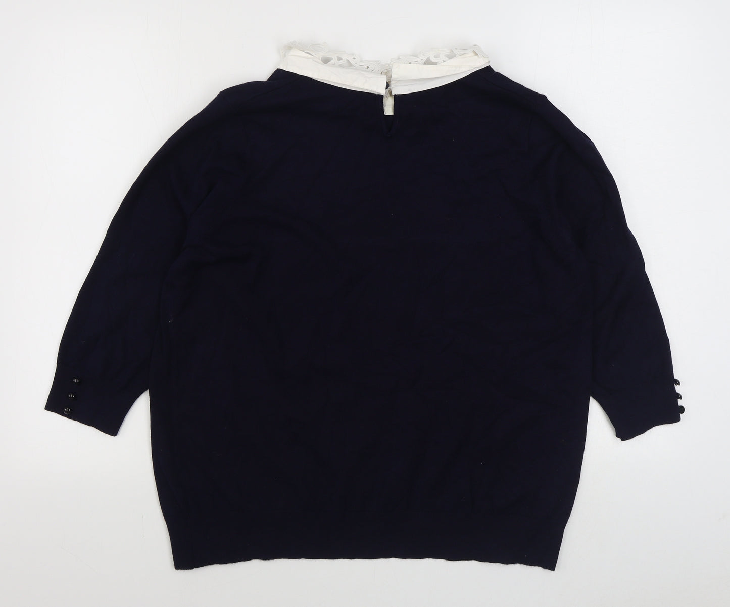Bonmarché Womens Blue Collared  Viscose Pullover Jumper Size L