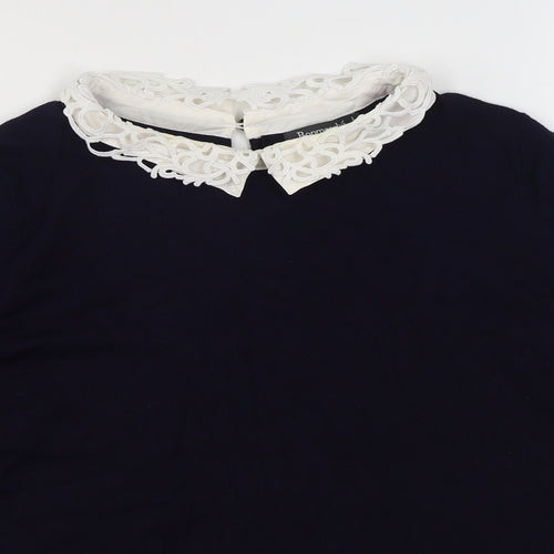 Bonmarché Womens Blue Collared  Viscose Pullover Jumper Size L