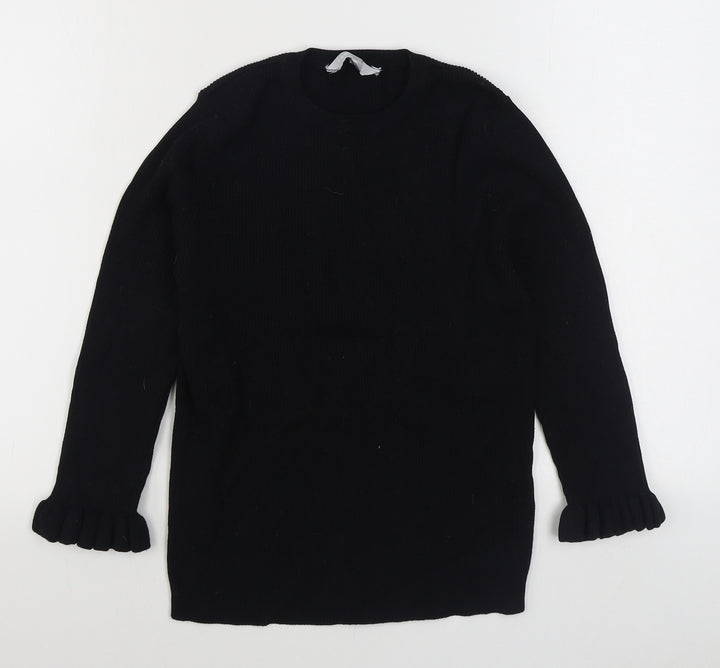 Red Herring Womens Black Round Neck Viscose Pullover Jumper Size 14