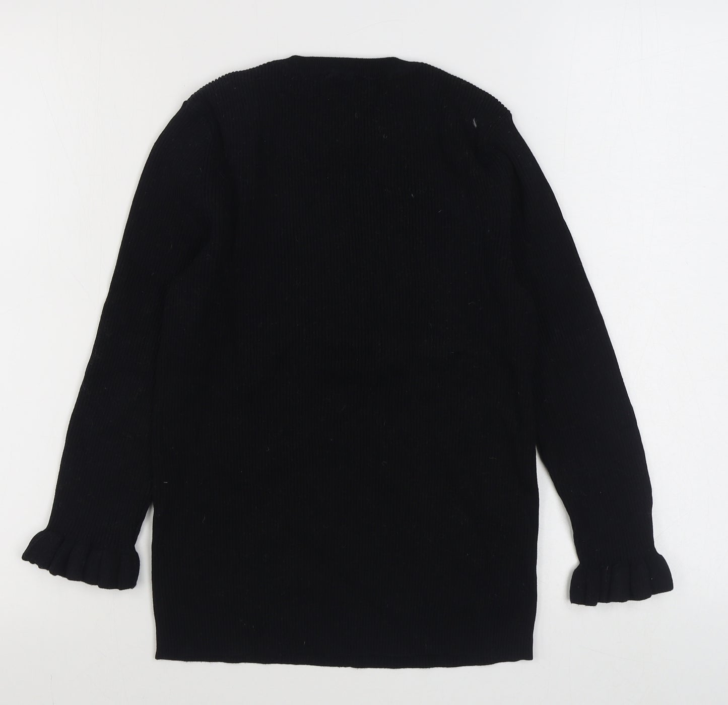 Red Herring Womens Black Round Neck  Viscose Pullover Jumper Size 14