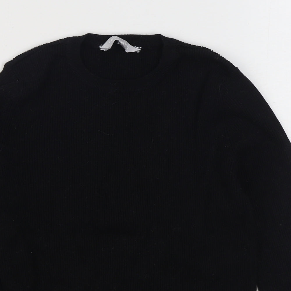 Red Herring Womens Black Round Neck  Viscose Pullover Jumper Size 14