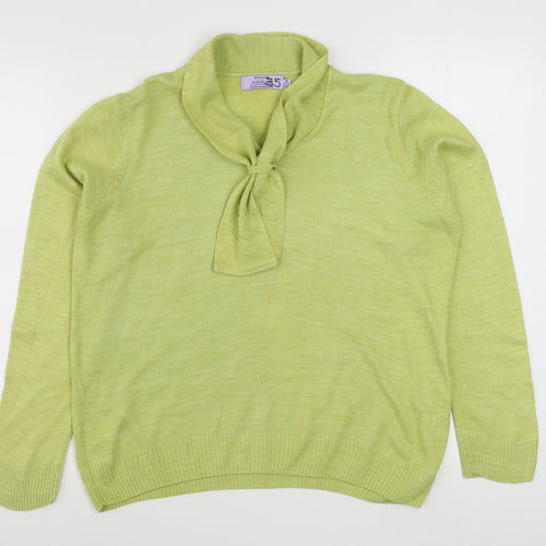 EWM Womens Yellow V-Neck  Acrylic Pullover Jumper Size M