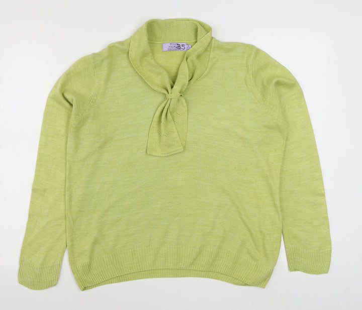 EWM Womens Yellow V-Neck  Acrylic Pullover Jumper Size M