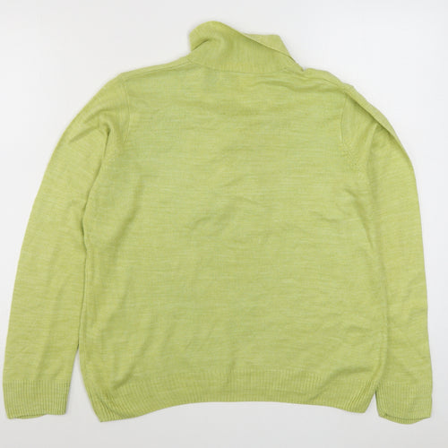EWM Womens Yellow V-Neck  Acrylic Pullover Jumper Size M