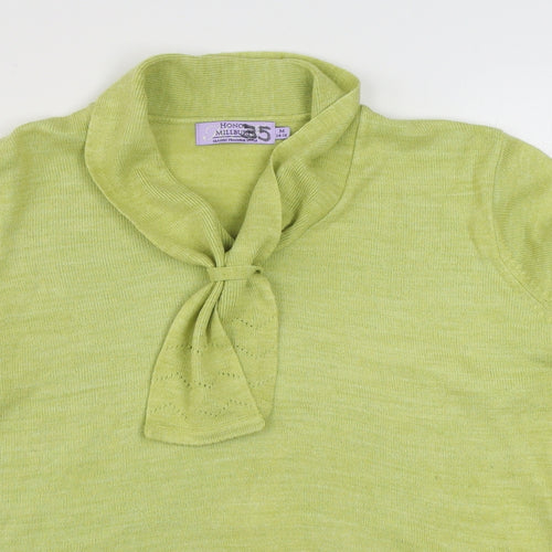 EWM Womens Yellow V-Neck  Acrylic Pullover Jumper Size M