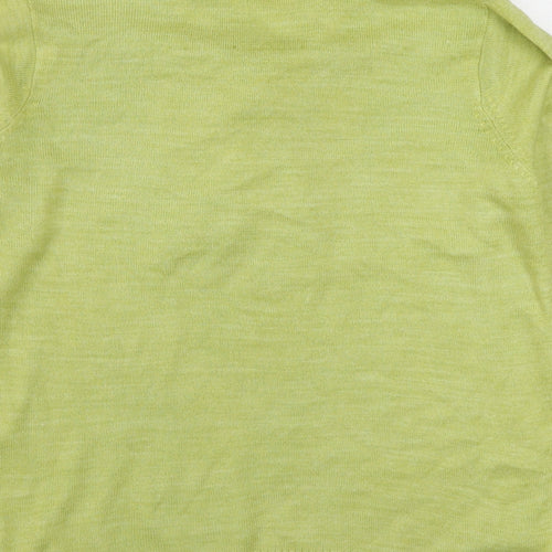 EWM Womens Yellow V-Neck  Acrylic Pullover Jumper Size M