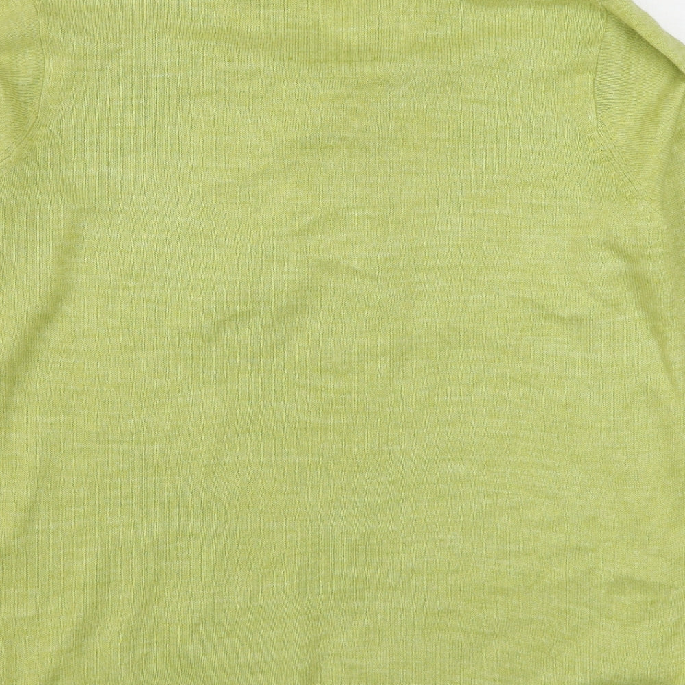 EWM Womens Yellow V-Neck  Acrylic Pullover Jumper Size M