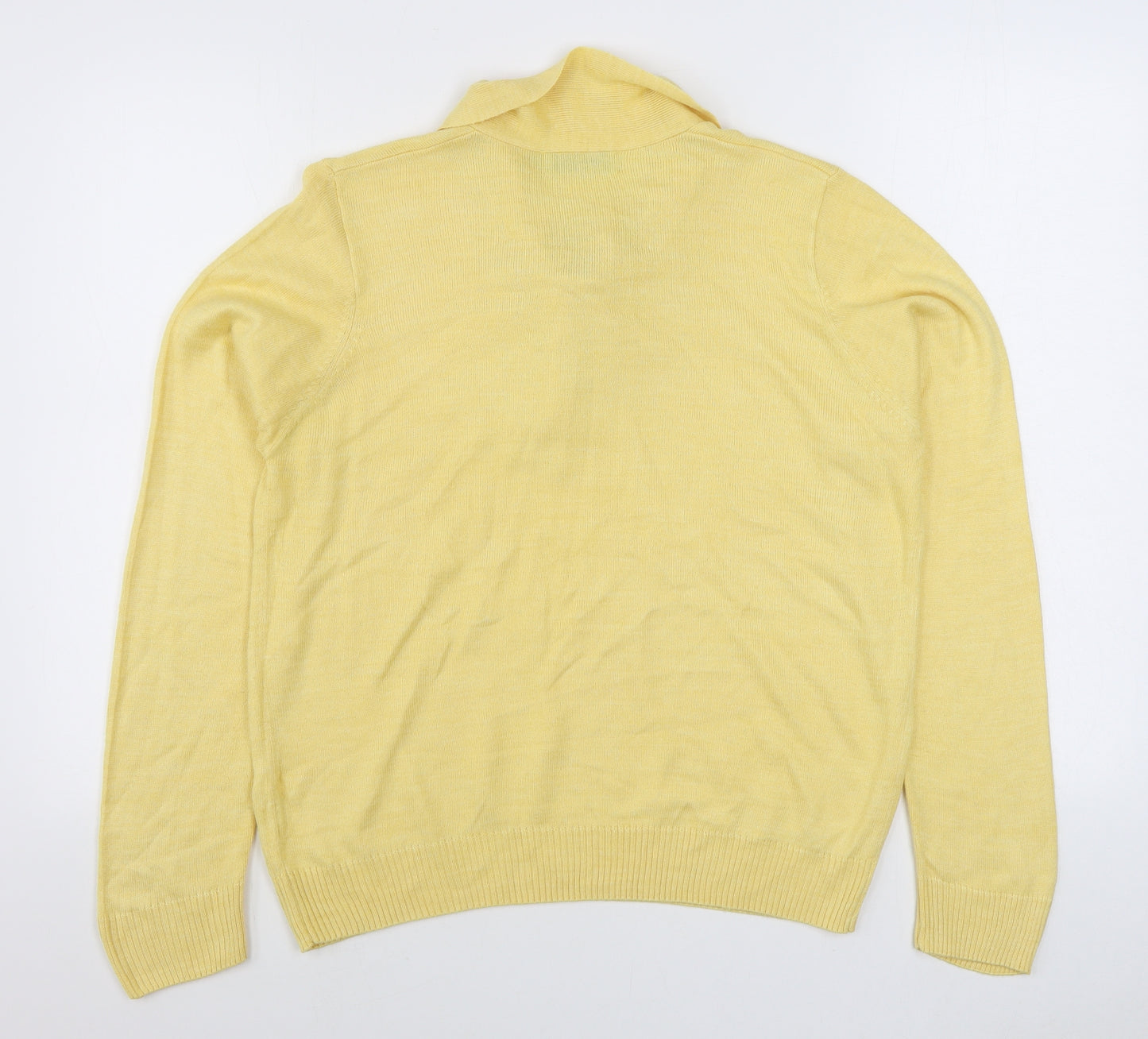 EWM Womens Yellow V-Neck  Acrylic Pullover Jumper Size M