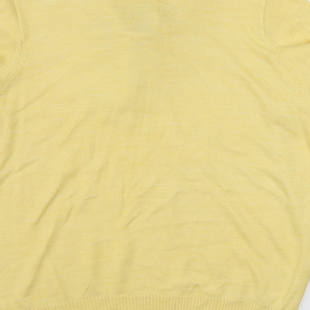 EWM Womens Yellow V-Neck  Acrylic Pullover Jumper Size M
