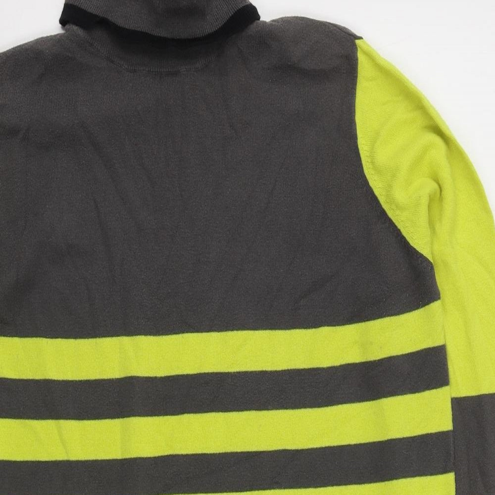 NEXT Womens Yellow Roll Neck Striped 100% Cotton Pullover Jumper Size 16
