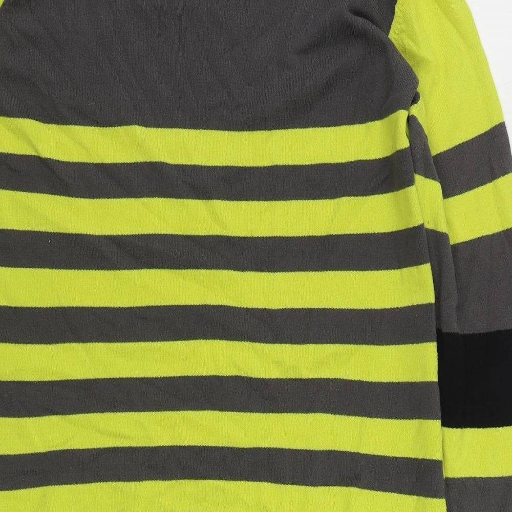 NEXT Womens Yellow Roll Neck Striped 100% Cotton Pullover Jumper Size 16