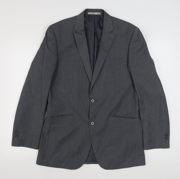 St Vdio Mens Grey Striped Polyester Jacket Suit Jacket Size M
