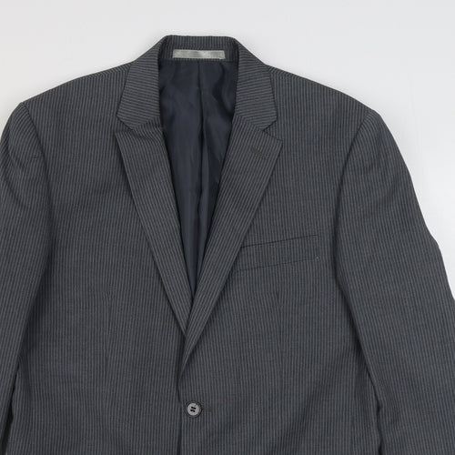 St Vdio Mens Grey Striped Polyester Jacket Suit Jacket Size M