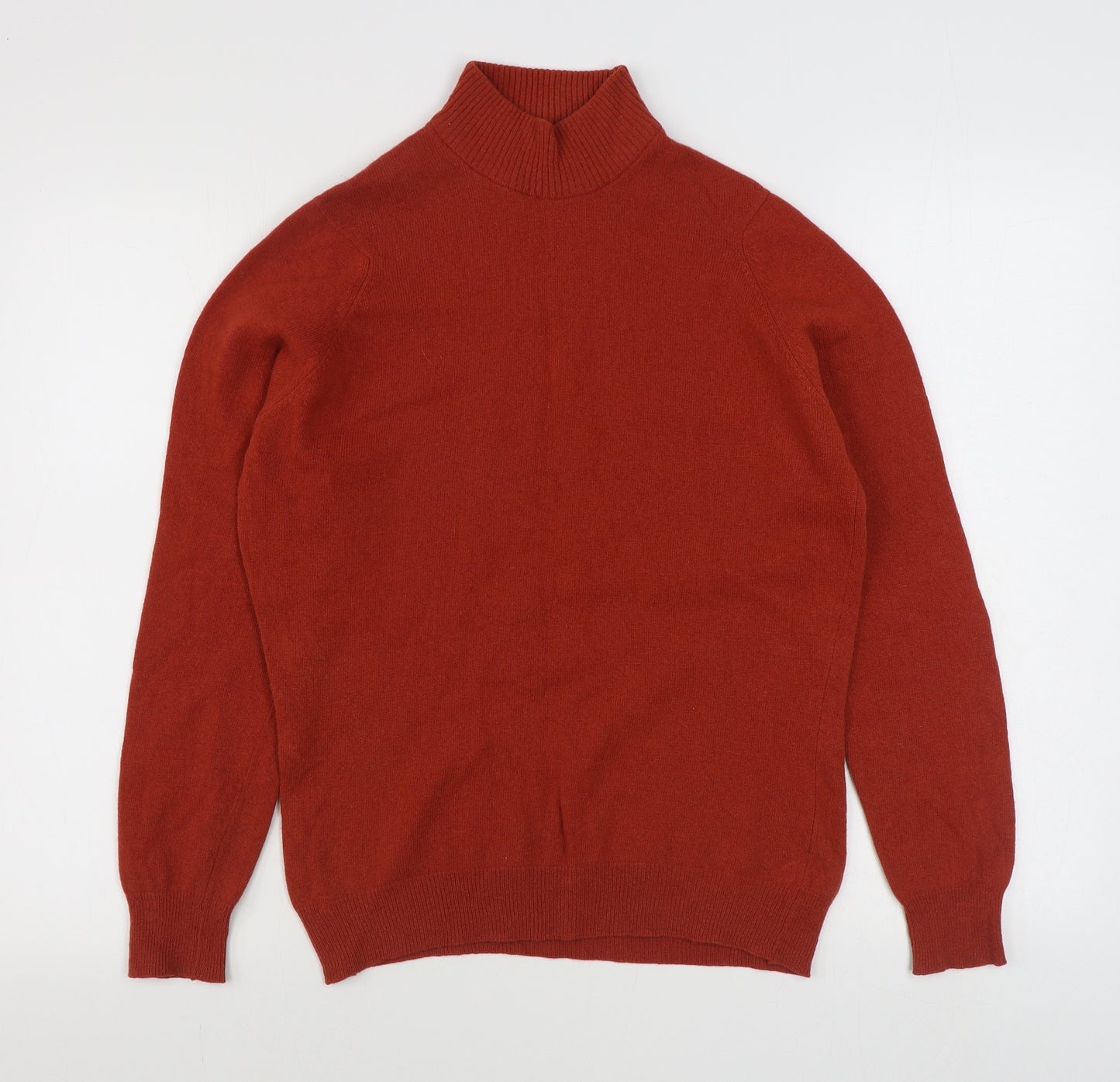 Allander Womens Orange High Neck  Wool Pullover Jumper Size M