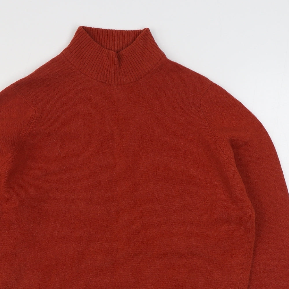 Allander Womens Orange High Neck  Wool Pullover Jumper Size M