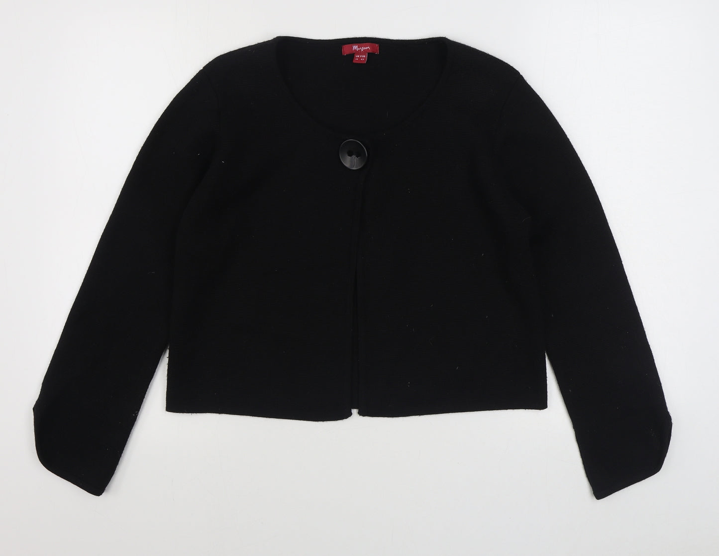 Monsoon Womens Black V-Neck  Acrylic Cardigan Jumper Size 14