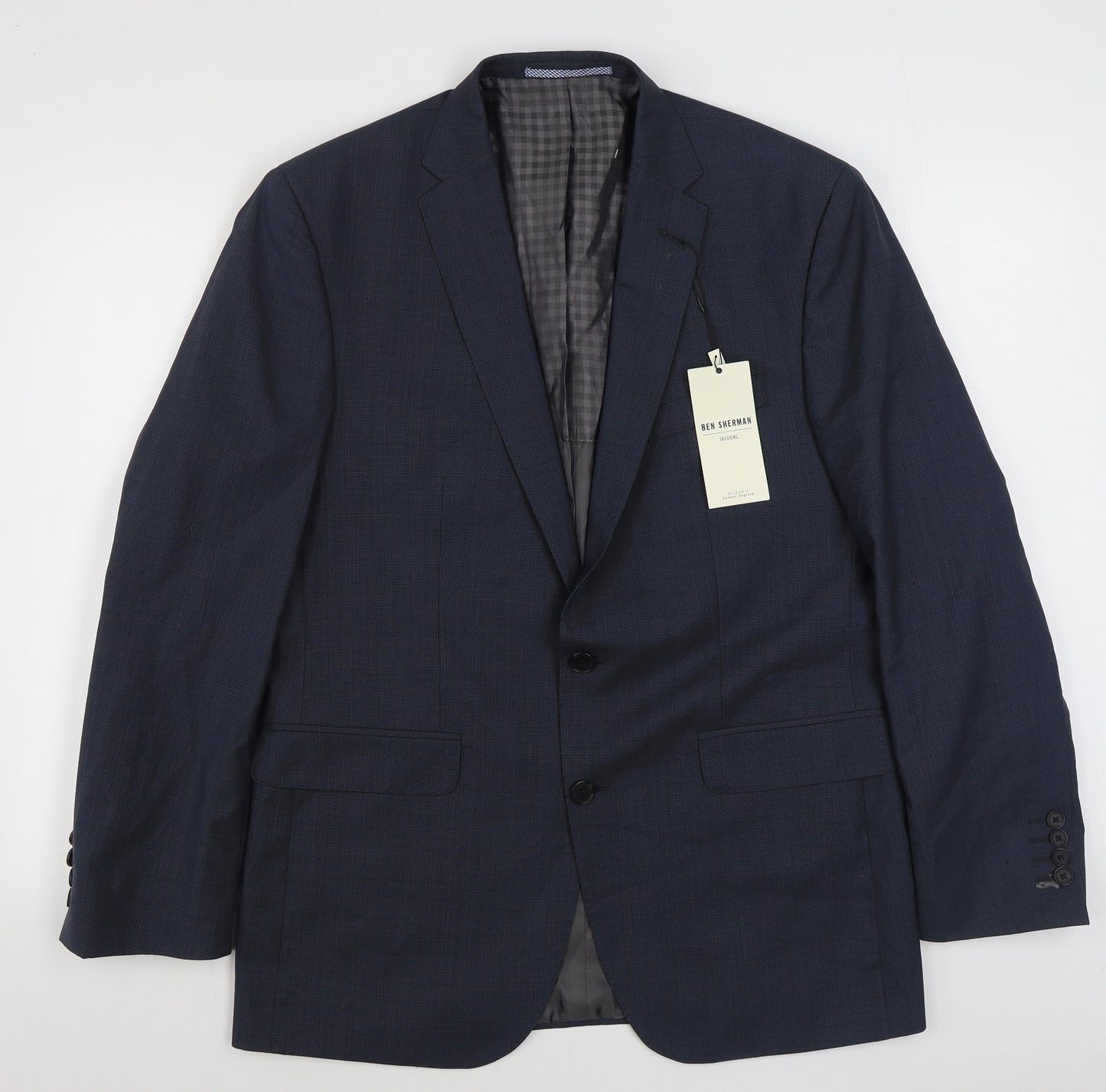 Ben Sherman Mens Blue  Wool Jacket Suit Jacket Size 40