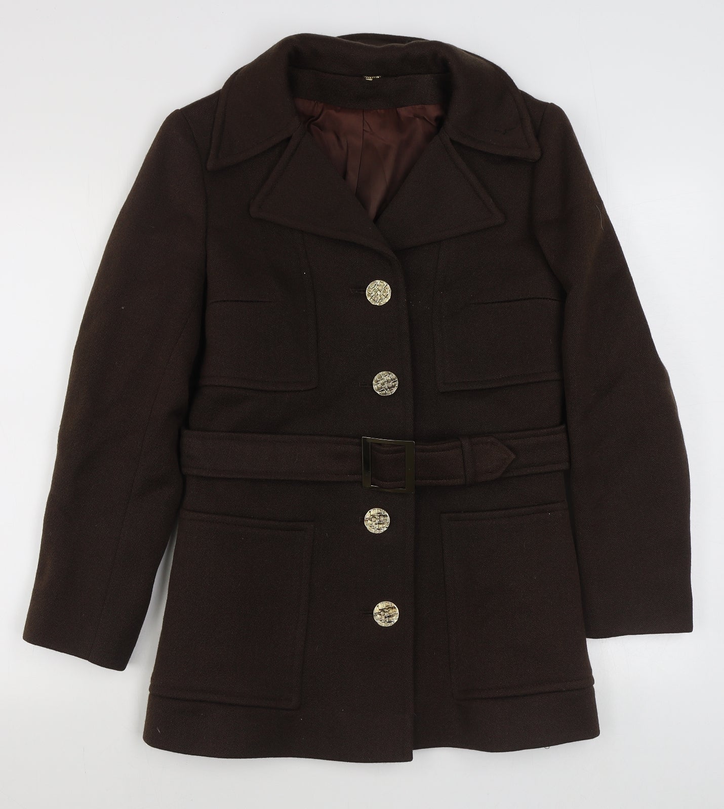 Mark Russell Womens Brown   Overcoat Coat Size 14  Button