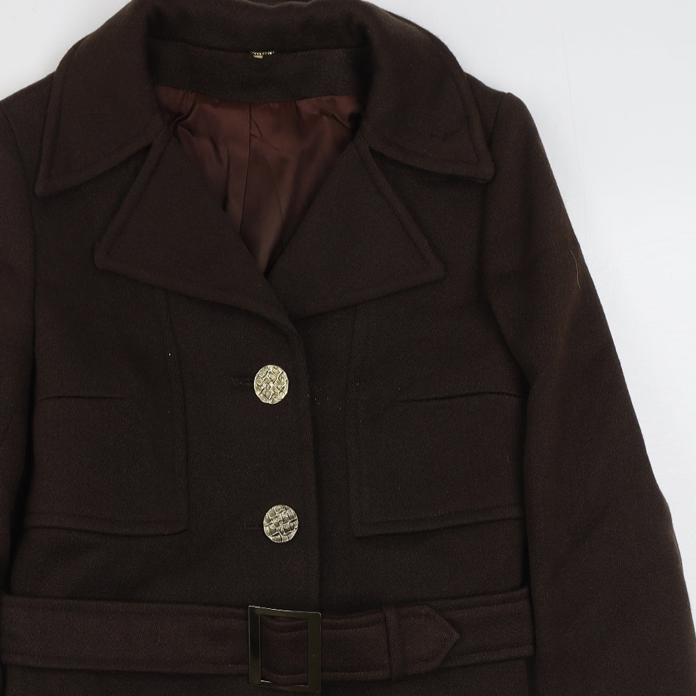 Mark Russell Womens Brown   Overcoat Coat Size 14  Button