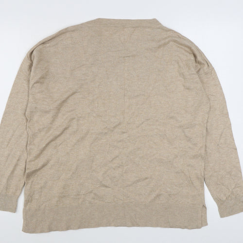 Gallery Womens Beige Round Neck  Viscose Pullover Jumper Size M