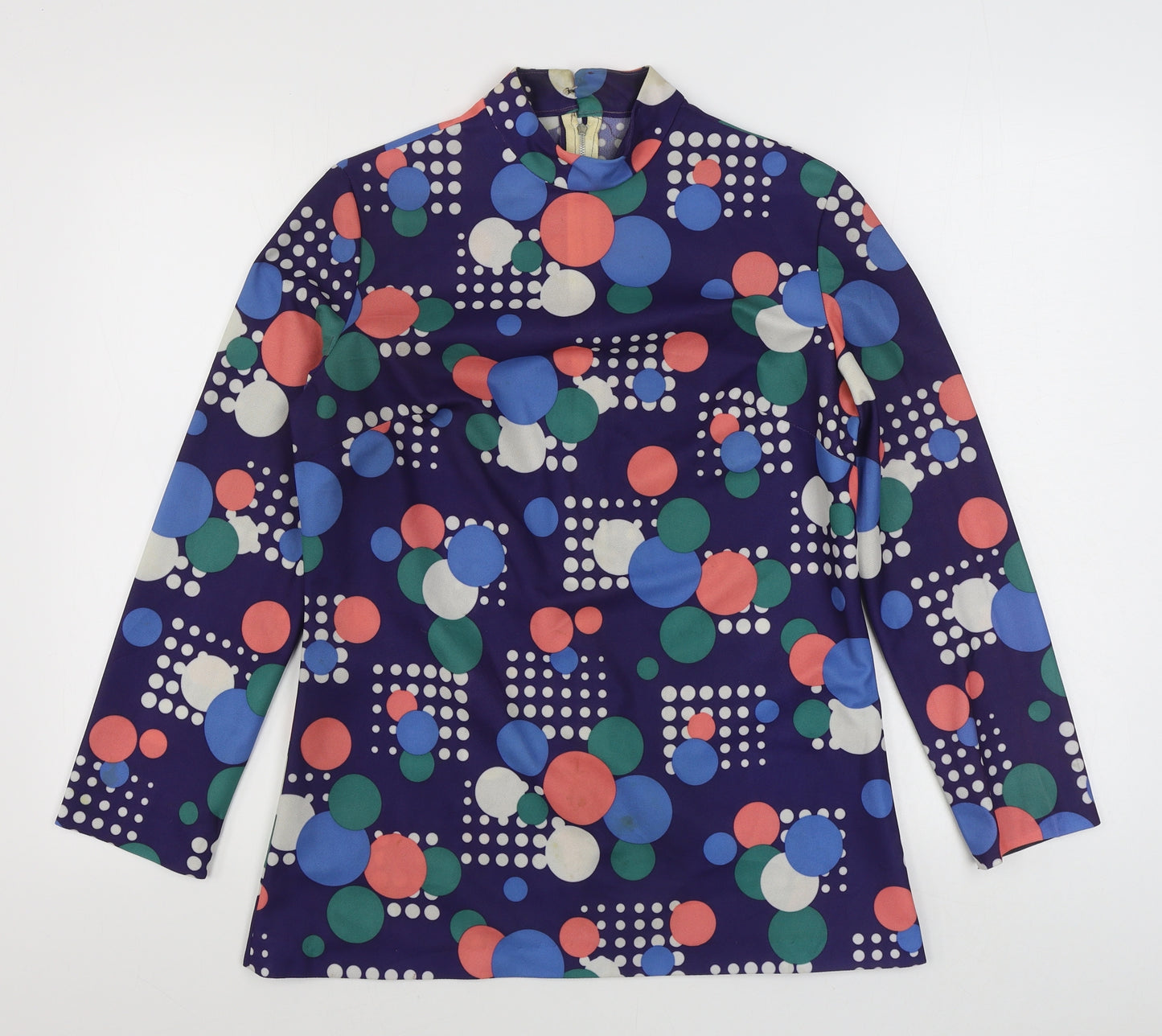 Dabra Wear Womens Multicoloured Polka Dot Nylon Basic Blouse Size 10 Henley