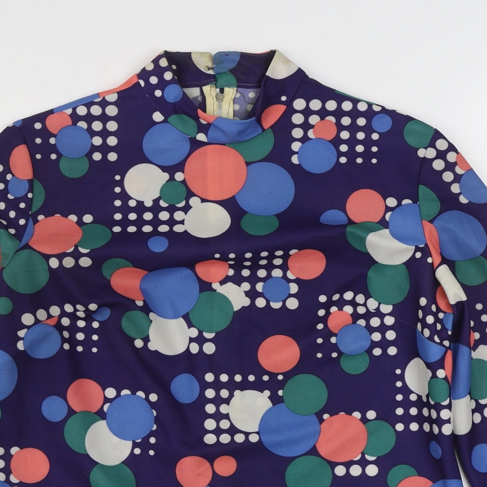 Dabra Wear Womens Multicoloured Polka Dot Nylon Basic Blouse Size 10 Henley