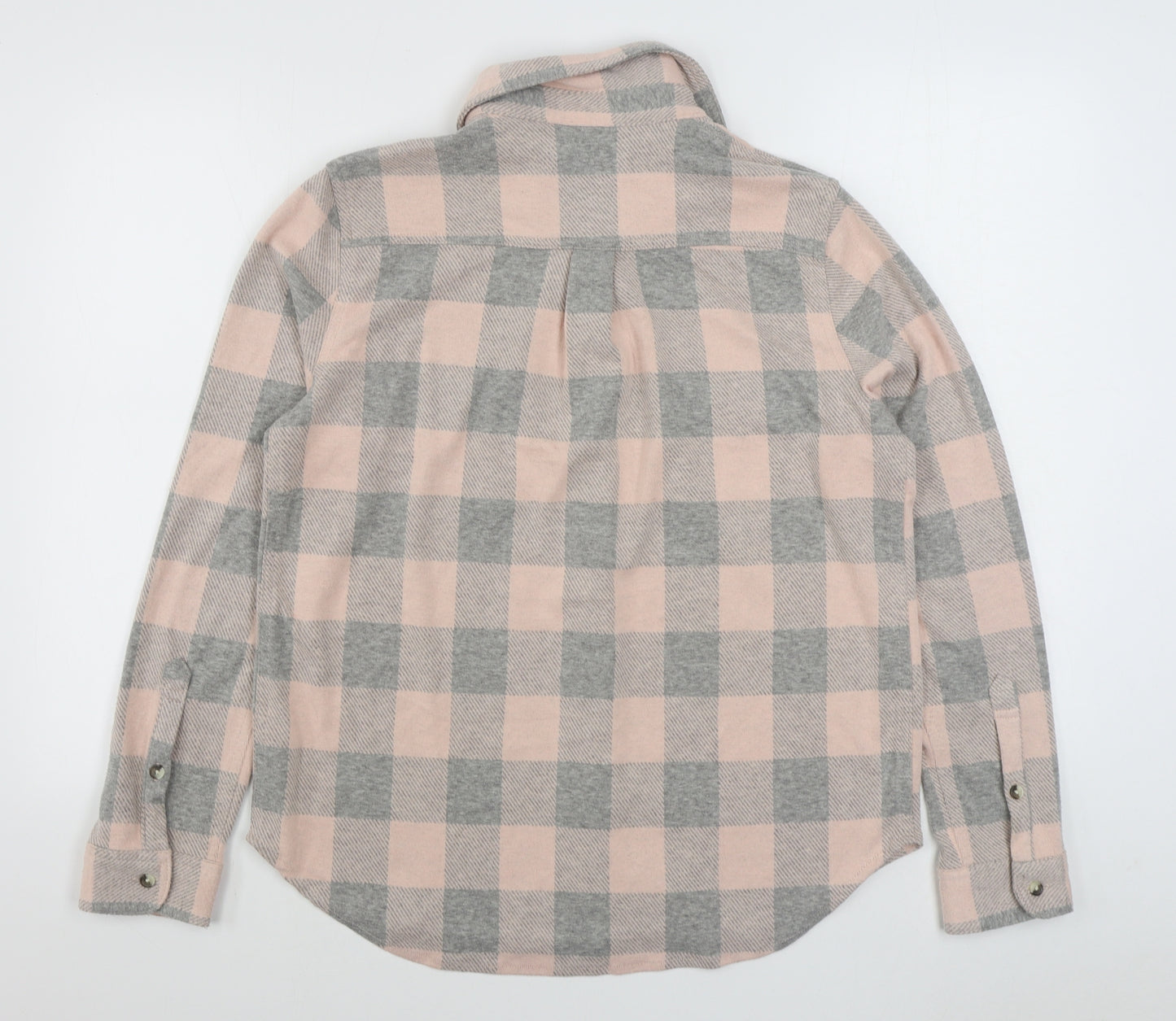 JACHS Womens Pink Plaid Polyester Basic Button-Up Size M Collared
