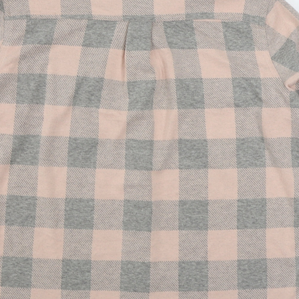 JACHS Womens Pink Plaid Polyester Basic Button-Up Size M Collared