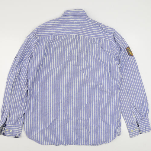 Pepe Jeans Mens Blue Striped Cotton  Button-Up Size 2XL Collared Button