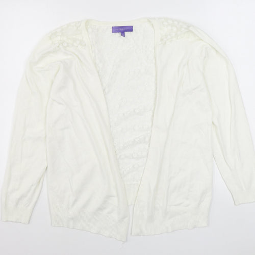 Autonomy Womens White V-Neck  Viscose Cardigan Jumper Size M