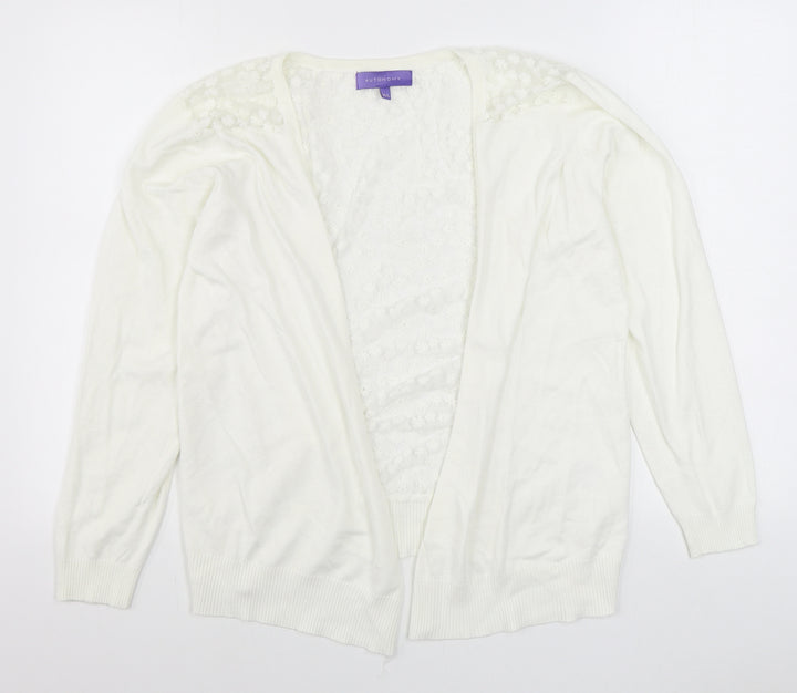 Autonomy Womens White V-Neck  Viscose Cardigan Jumper Size M