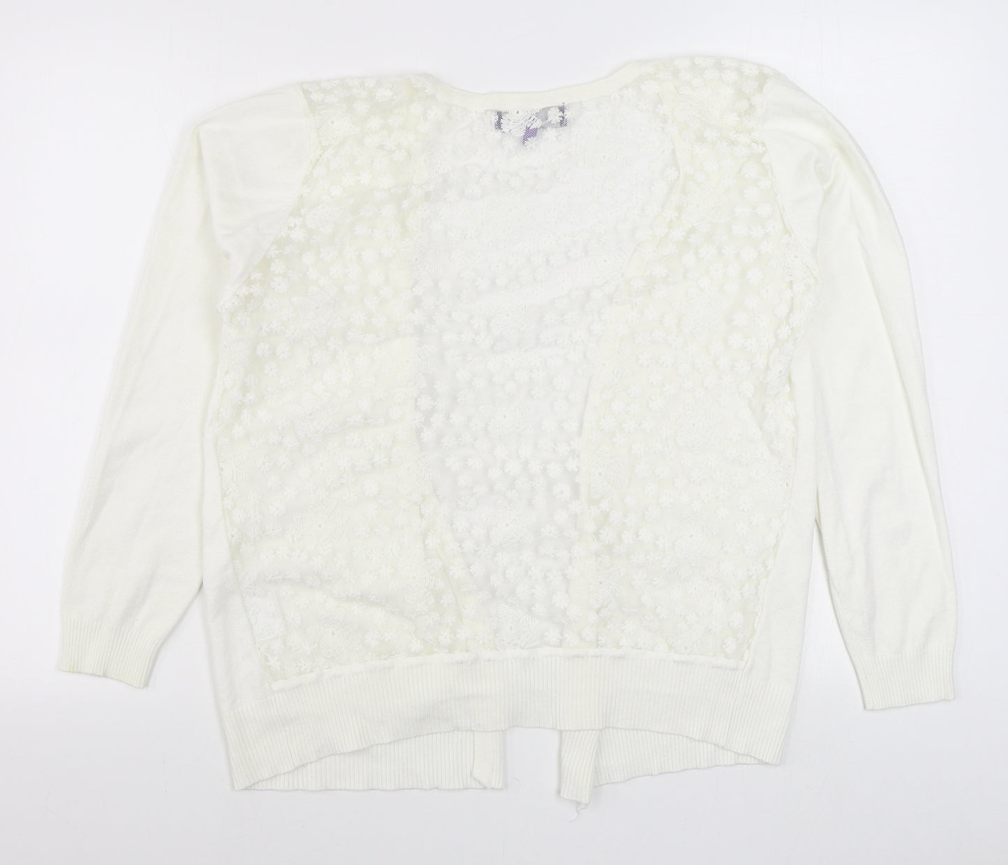 Autonomy Womens White V-Neck  Viscose Cardigan Jumper Size M