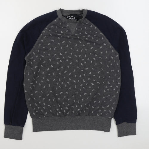 Primark Mens Grey Paisley Cotton Pullover Sweatshirt Size S