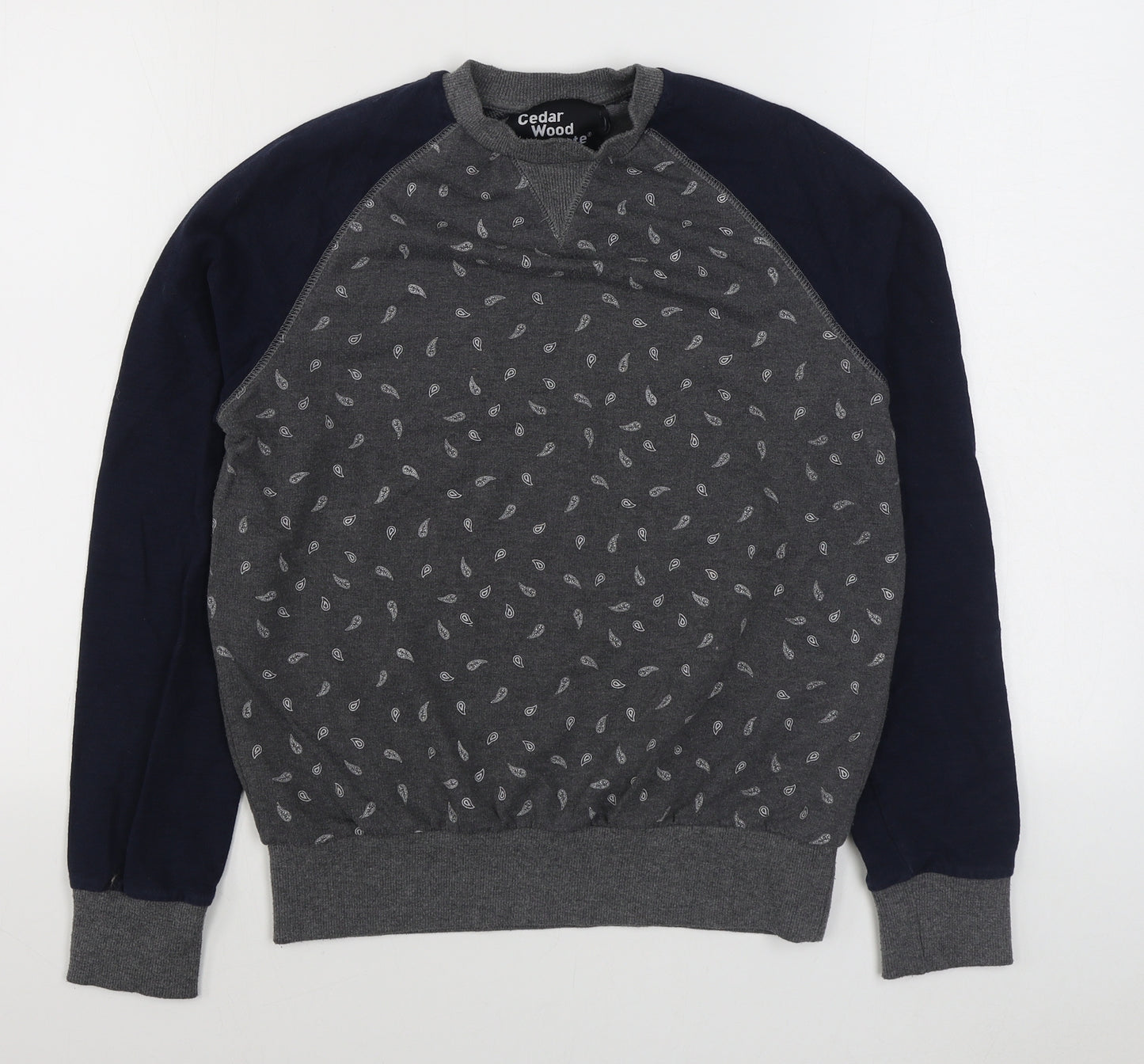 Primark Mens Grey Paisley Cotton Pullover Sweatshirt Size S