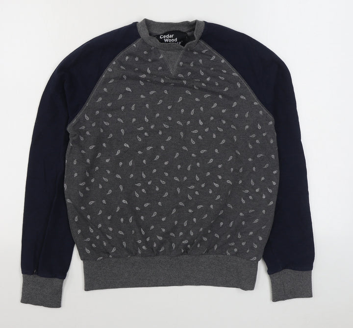 Primark Mens Grey Paisley Cotton Pullover Sweatshirt Size S