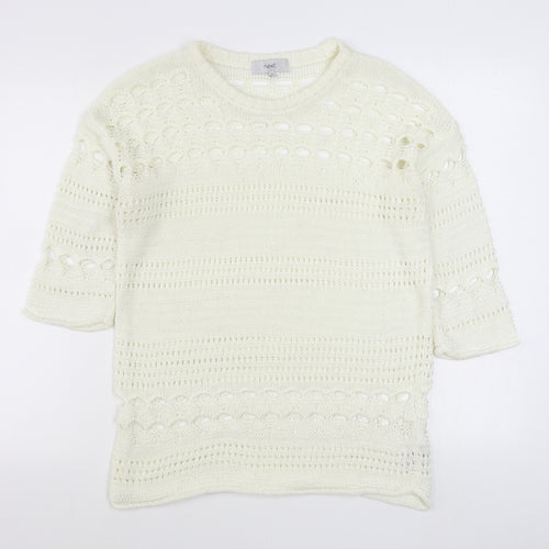 NEXT Womens White Round Neck  Acrylic Pullover Jumper Size M
