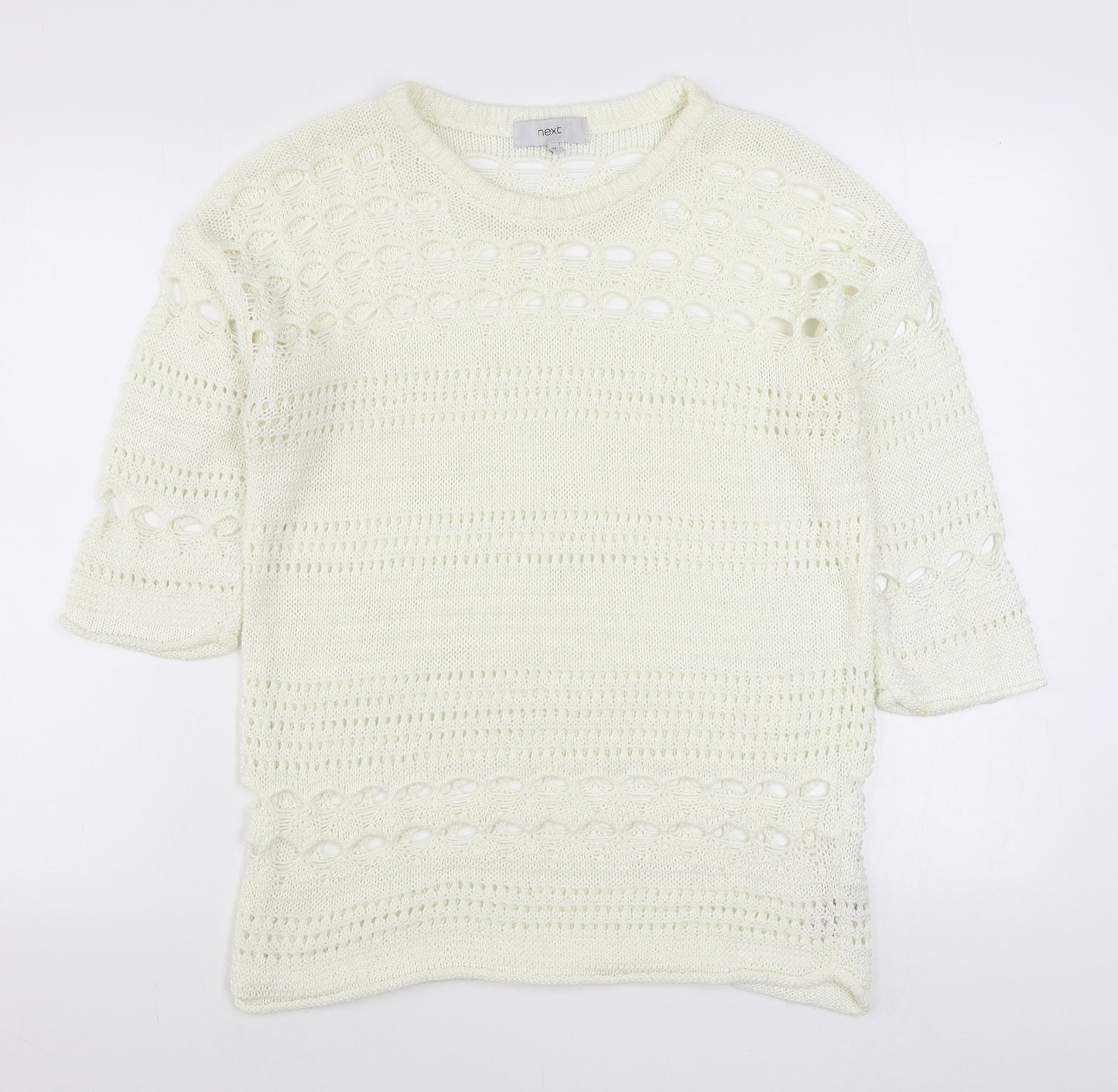 NEXT Womens White Round Neck  Acrylic Pullover Jumper Size M
