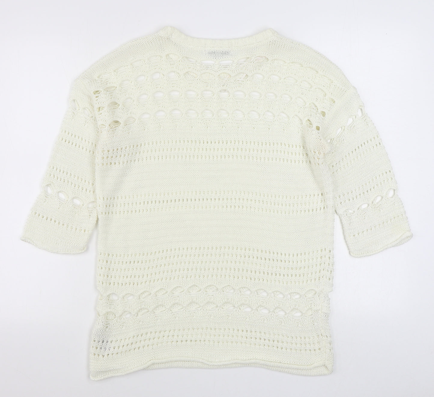 NEXT Womens White Round Neck  Acrylic Pullover Jumper Size M