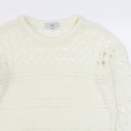 NEXT Womens White Round Neck  Acrylic Pullover Jumper Size M