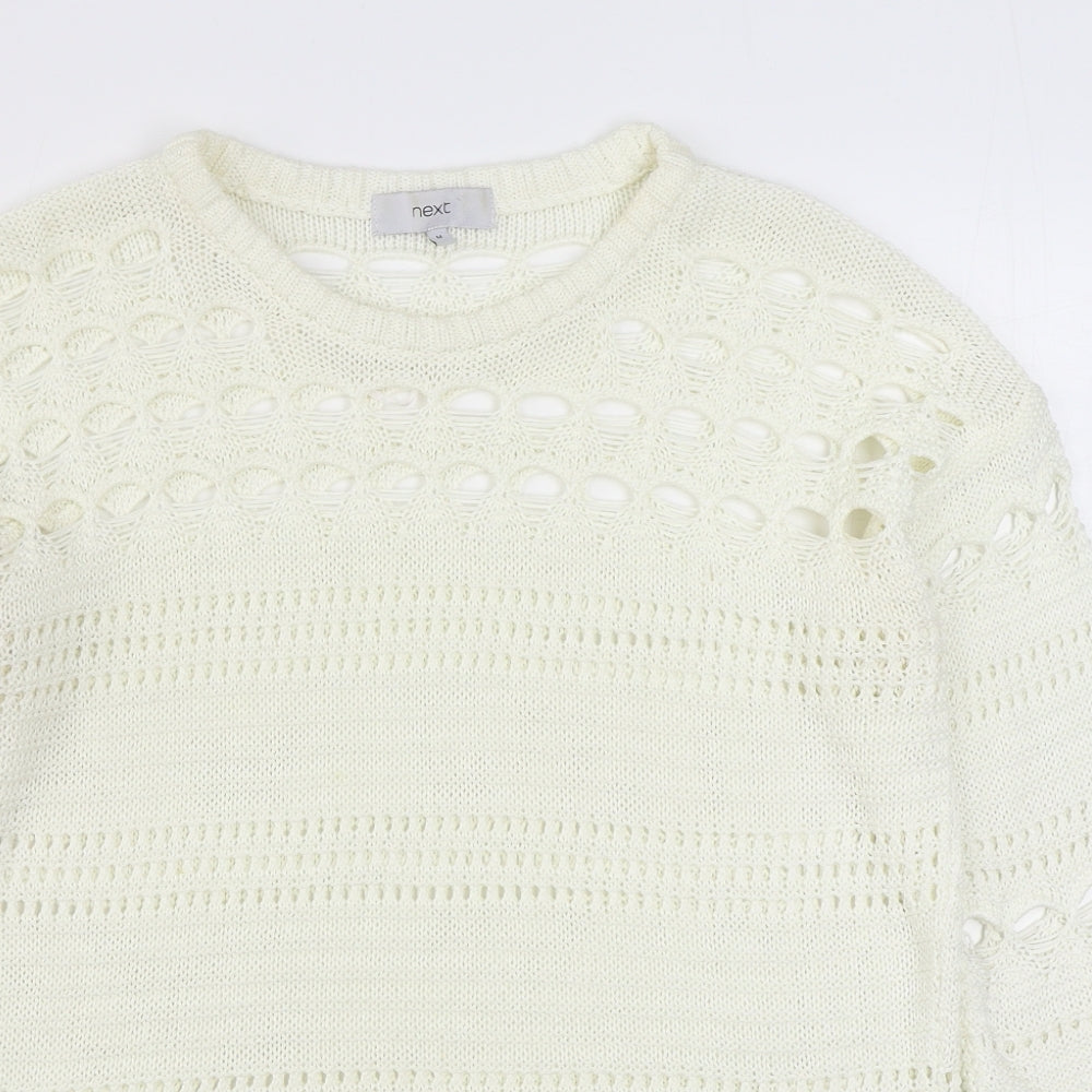 NEXT Womens White Round Neck  Acrylic Pullover Jumper Size M